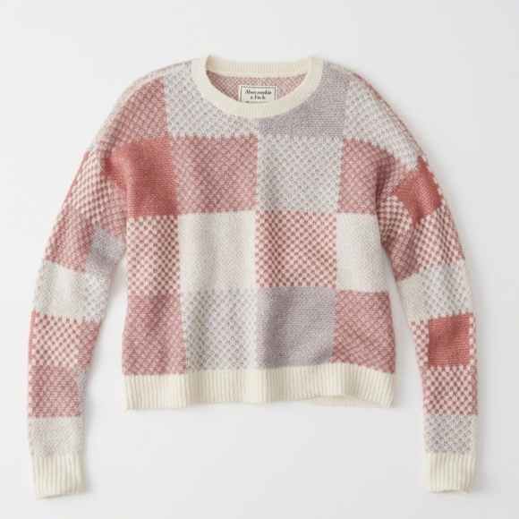 Abercrombie & Fitch Sweaters - Abercrombie & Fitch Plaid Crew Sweater Pink Patter Size S Women's
